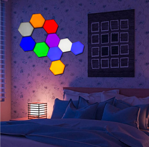 Lámpara Hexagonal LED RGB con control remoto